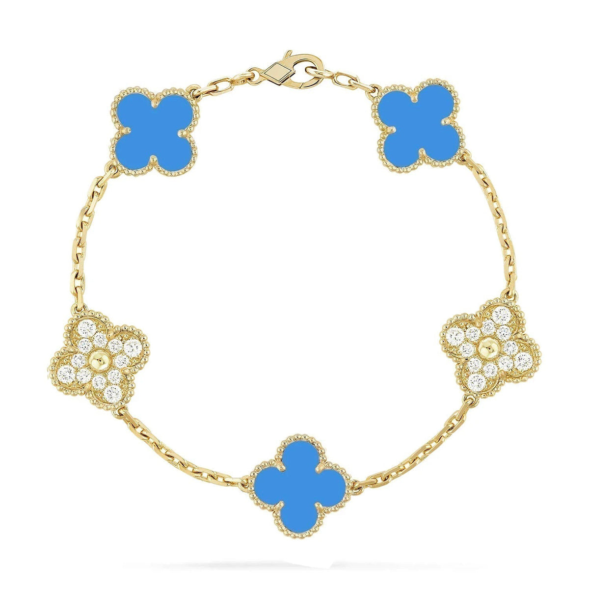 [Demi jewelry] CLOVER 5 MOTIF BLUE AGATE BRACELET COLLECTION