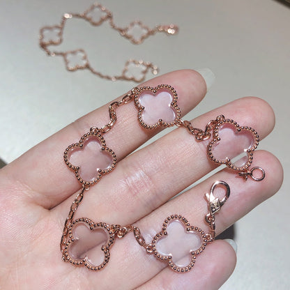 [Mystic]CLOVER 5 MOTIF ROCK CRYSTAL BRACELET