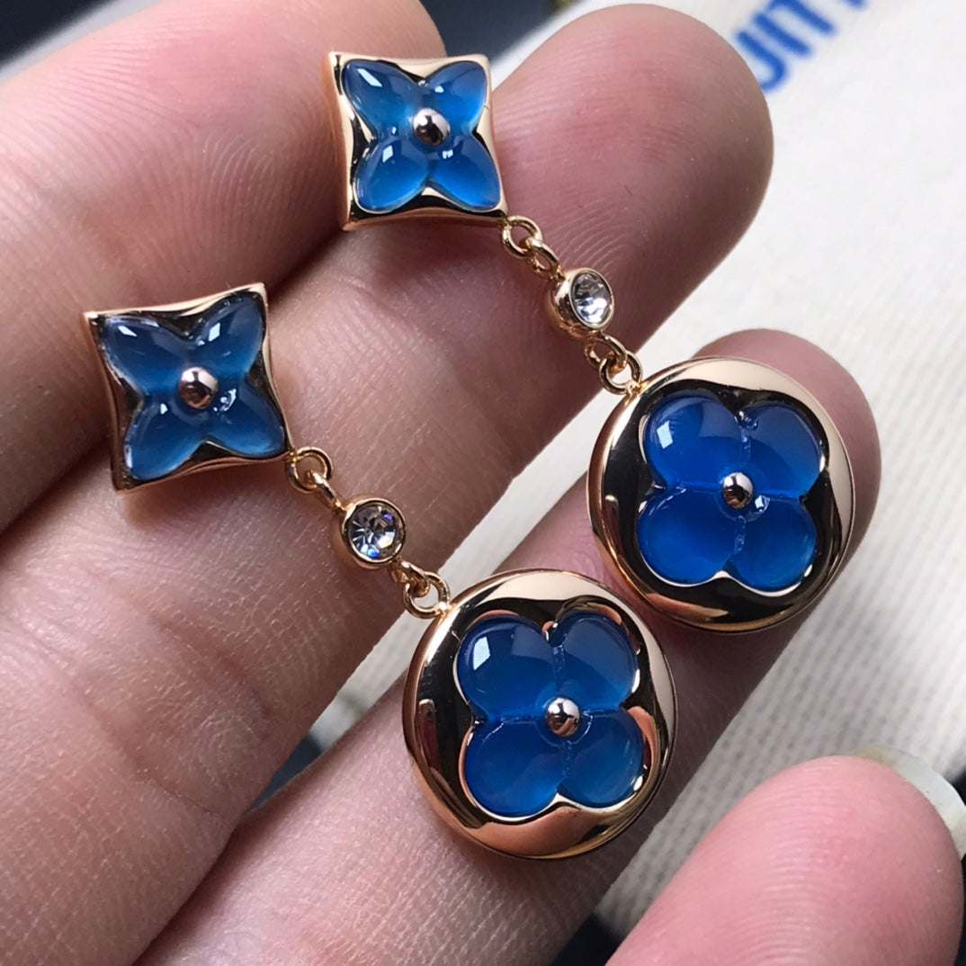 [Mystic]STAR AND SUN AGATE DIAMOND EARRINGS