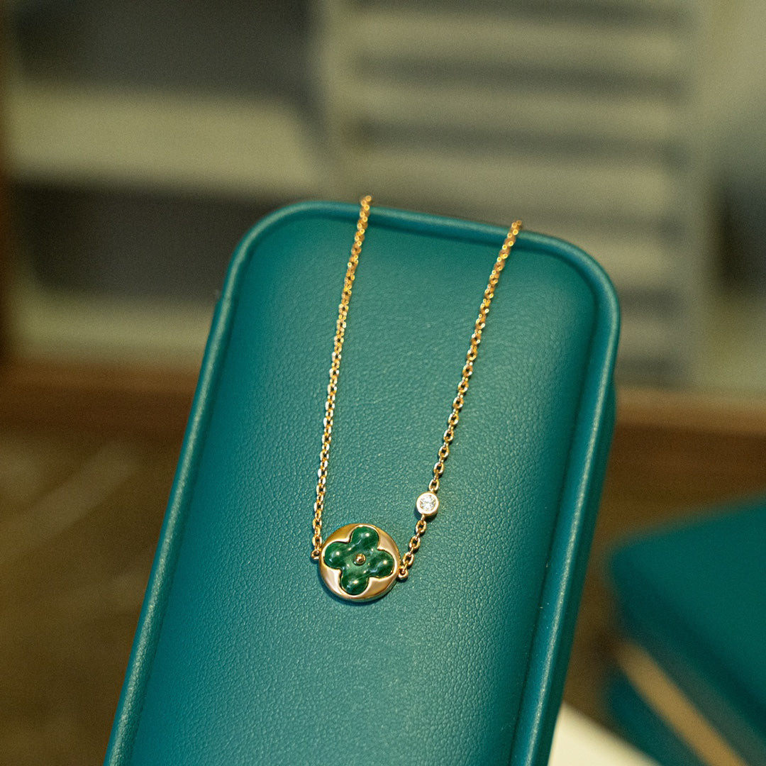 [Mystic]SUN MALACHITE 1 DIAMOND PINK GOLD BRACELET