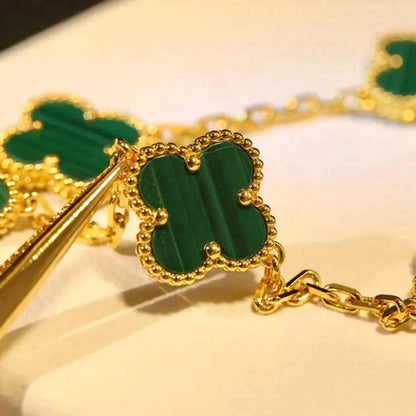 [Mystic] CLOVER 5 MOTIF MALACHITE BRACELET COLLECTION