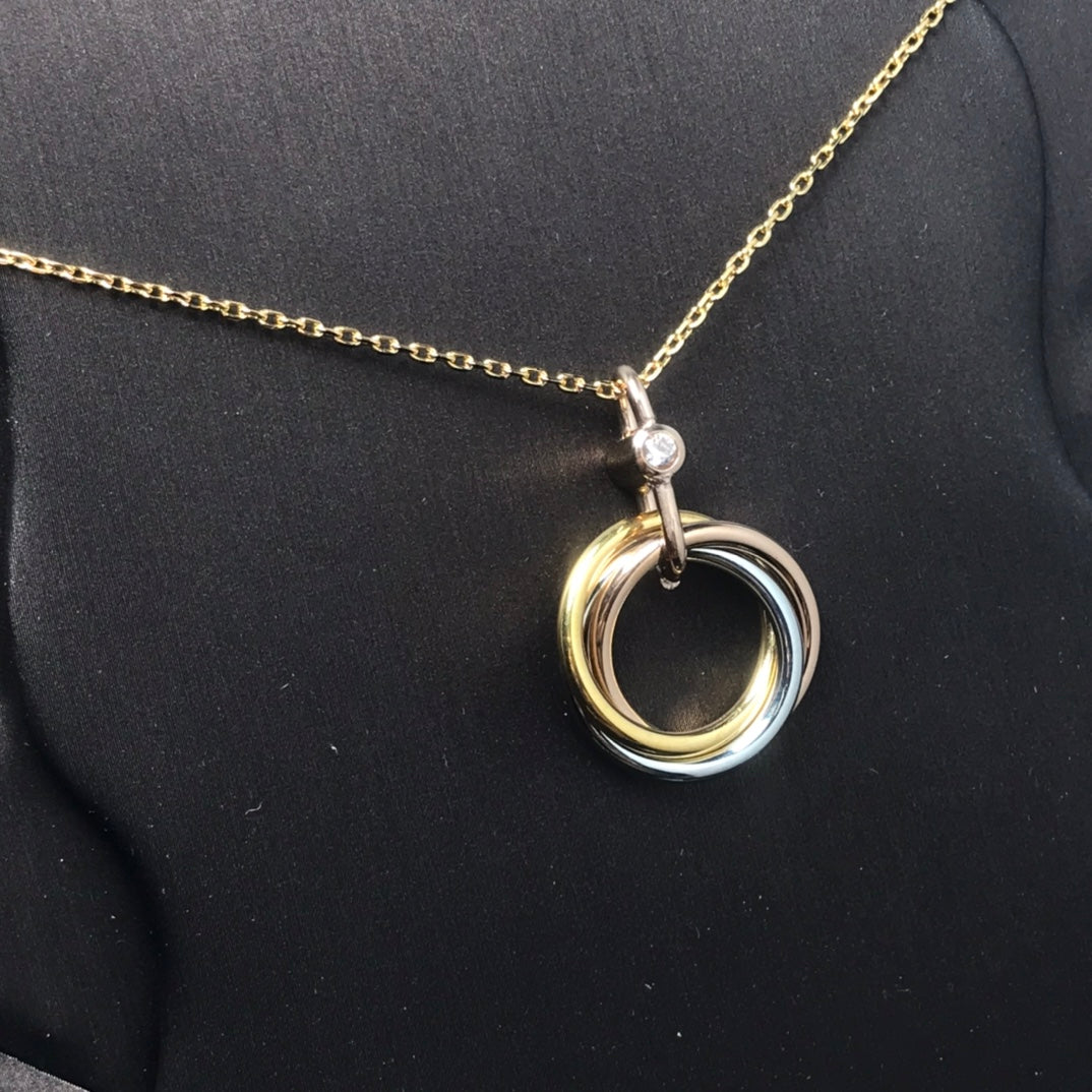 [Mystic]TRINITY SILVER GOLD PINK GOLD NECKLACE