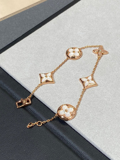 [Mystic]STAR AND SUN 5 MOTIF MOP PINK GOLD BRACELET