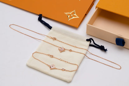 [Mystic]STAR PINK MOP 1 DIAMOND PINK GOLD NECKLACE