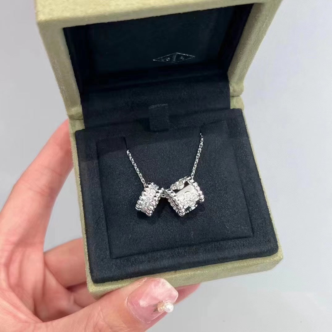 [Mystic]PERLEE DOUBLE PENDANT SILVER DIAMOND NECKLACE