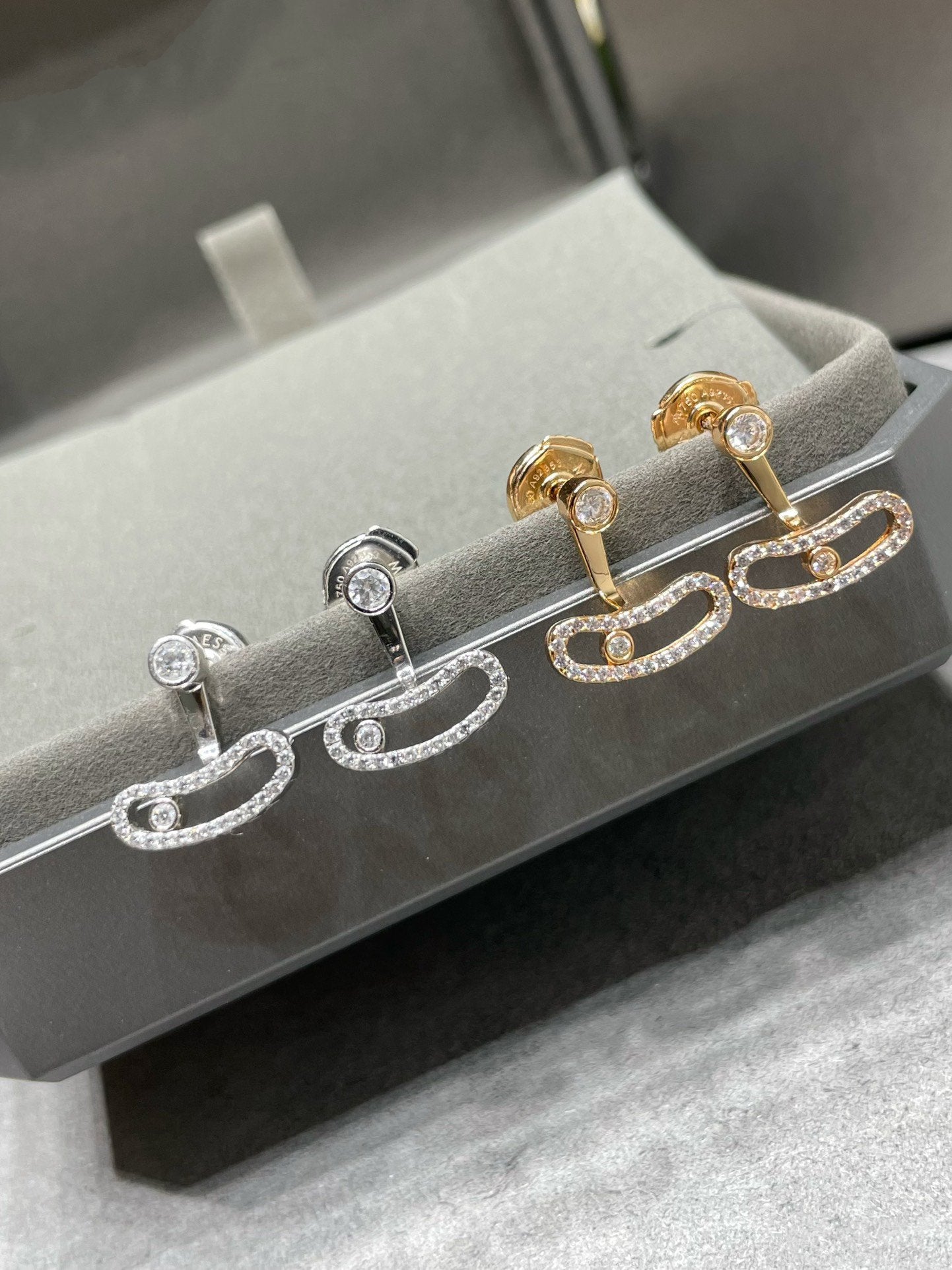 [Mystic ]MOVE UNO PINK GOLD DIAMOND EARRINGS