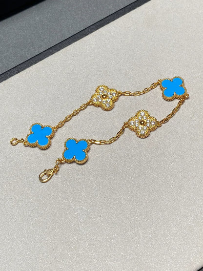 [Mystic] CLOVER 5 MOTIF BLUE AGATE BRACELET COLLECTION