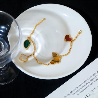[Mystic]LUCKY SPRING 5 MOTIF GOLD BRACELET