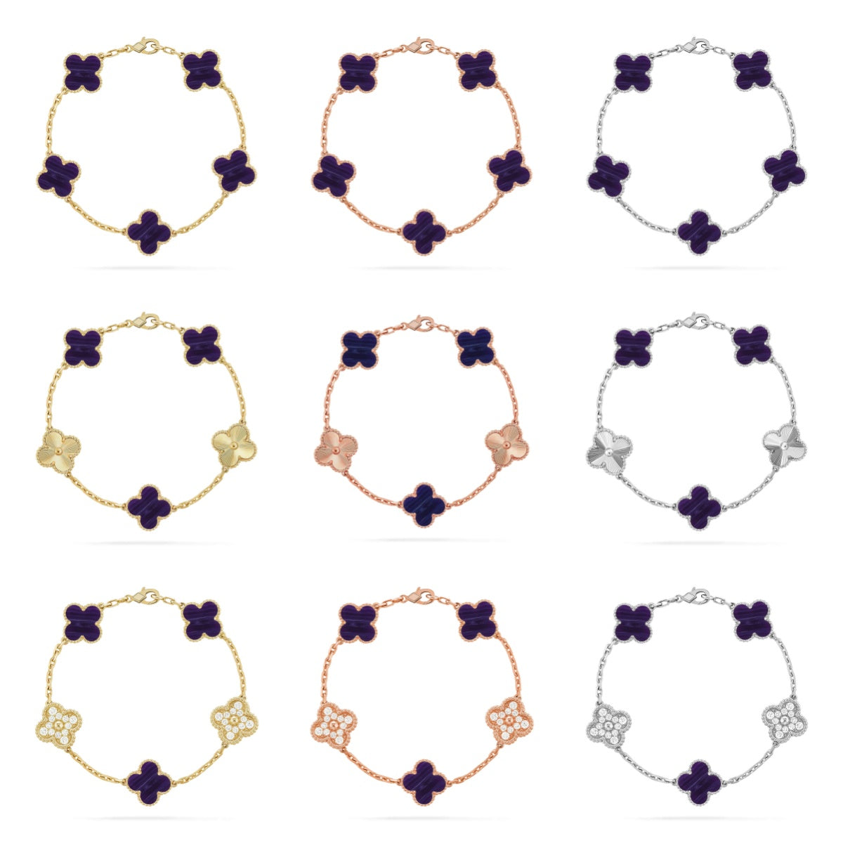 [Demi jewelry]CLOVER 5 MOTIF PURPLE STRIPES BRACELET COLLECTION-new