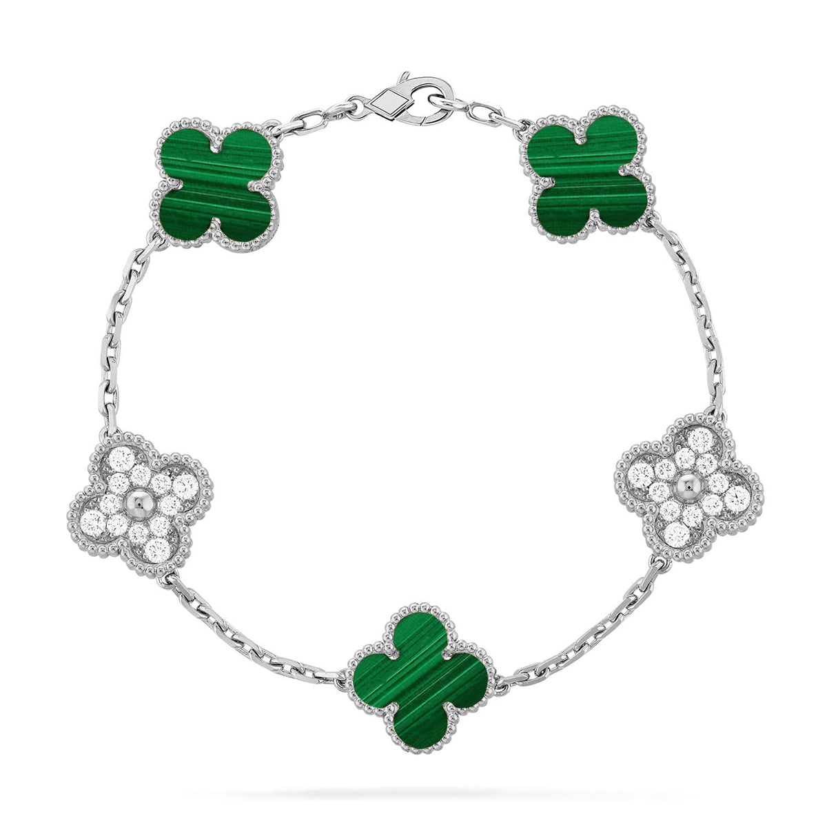 [Demi jewelry] CLOVER 5 MOTIF MALACHITE BRACELET COLLECTION-new