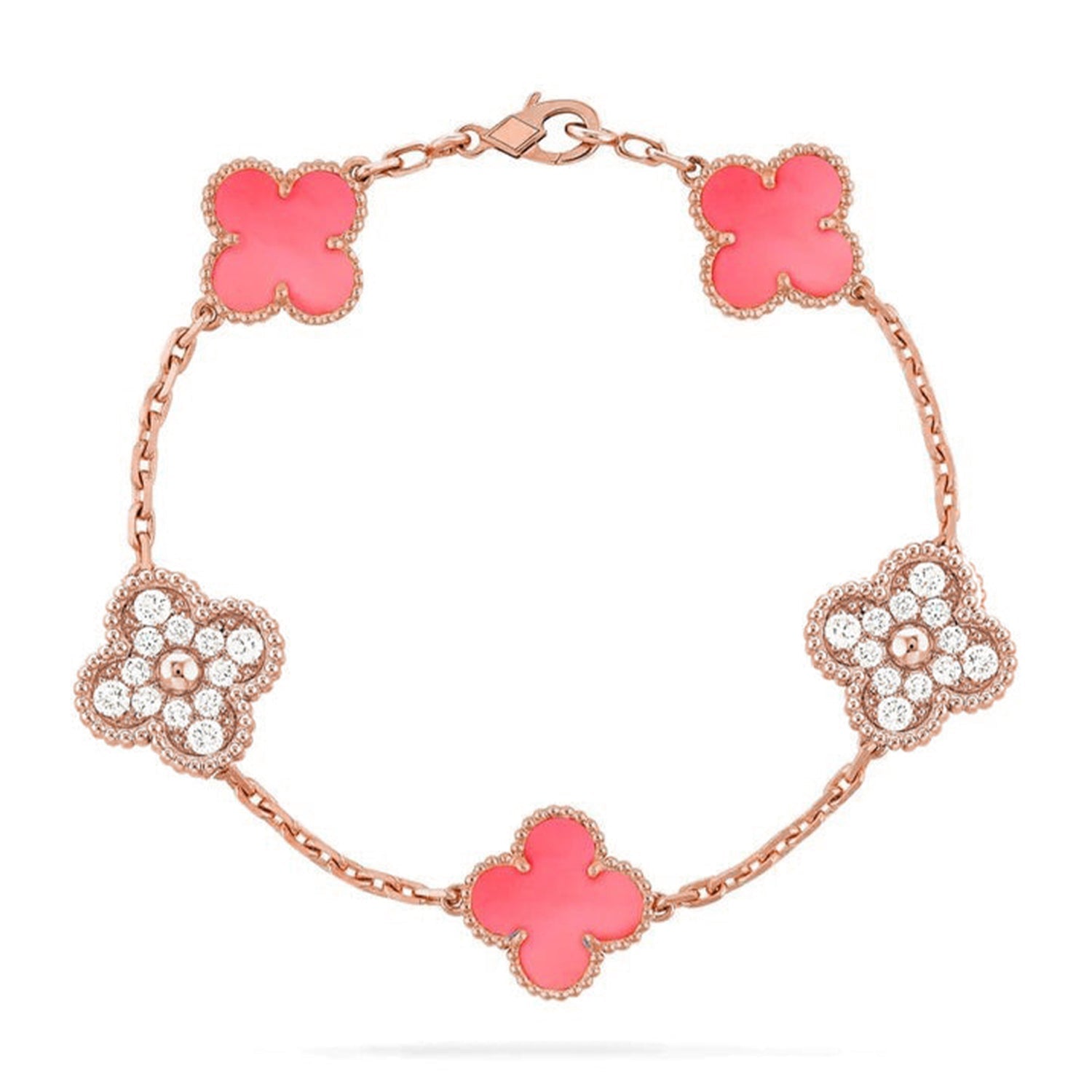 [Demi jewelry] CLOVER 5 MOTIFS  PINK MOP BRACELET COLLECTION-new