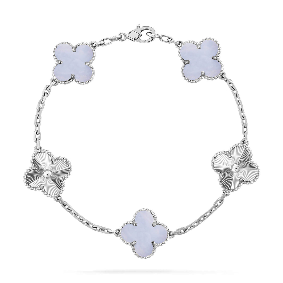 [Demi jewelry] CLOVER 5 MOTIF PURPLE CHALCEDONY BRACELET COLLECTION