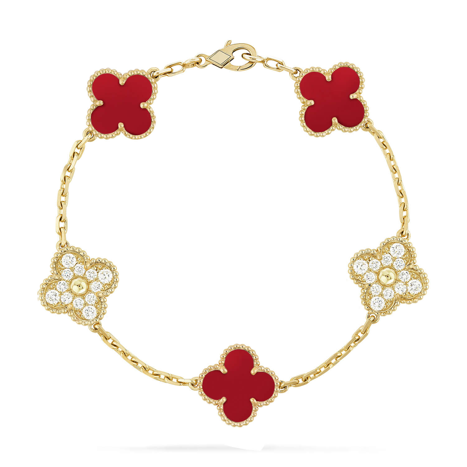 [Demi jewelry] CLOVER 5 MOTIF RED CORNELIAN BRACELET COLLECTION