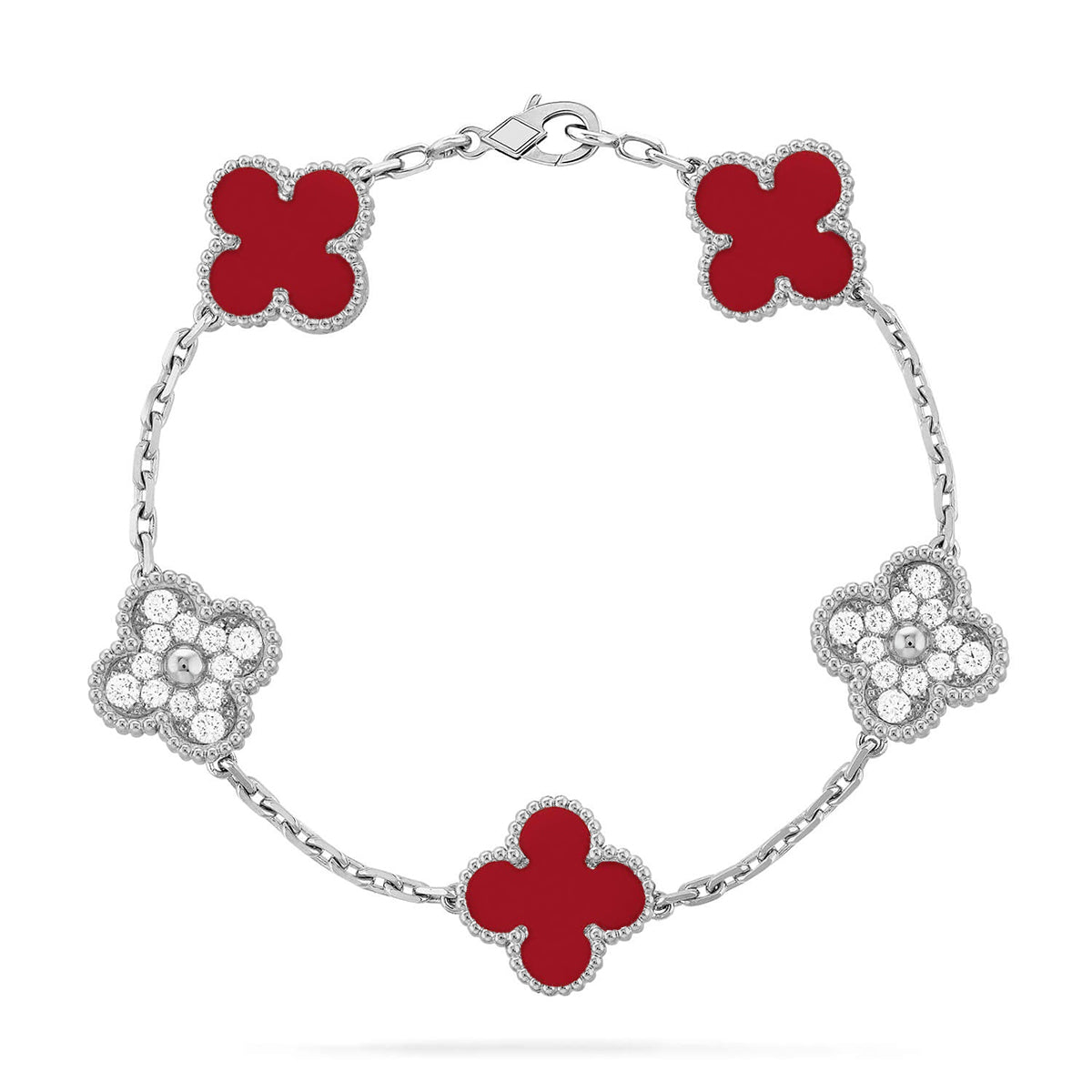[Demi jewelry] CLOVER 5 MOTIF RED CORNELIAN BRACELET COLLECTION