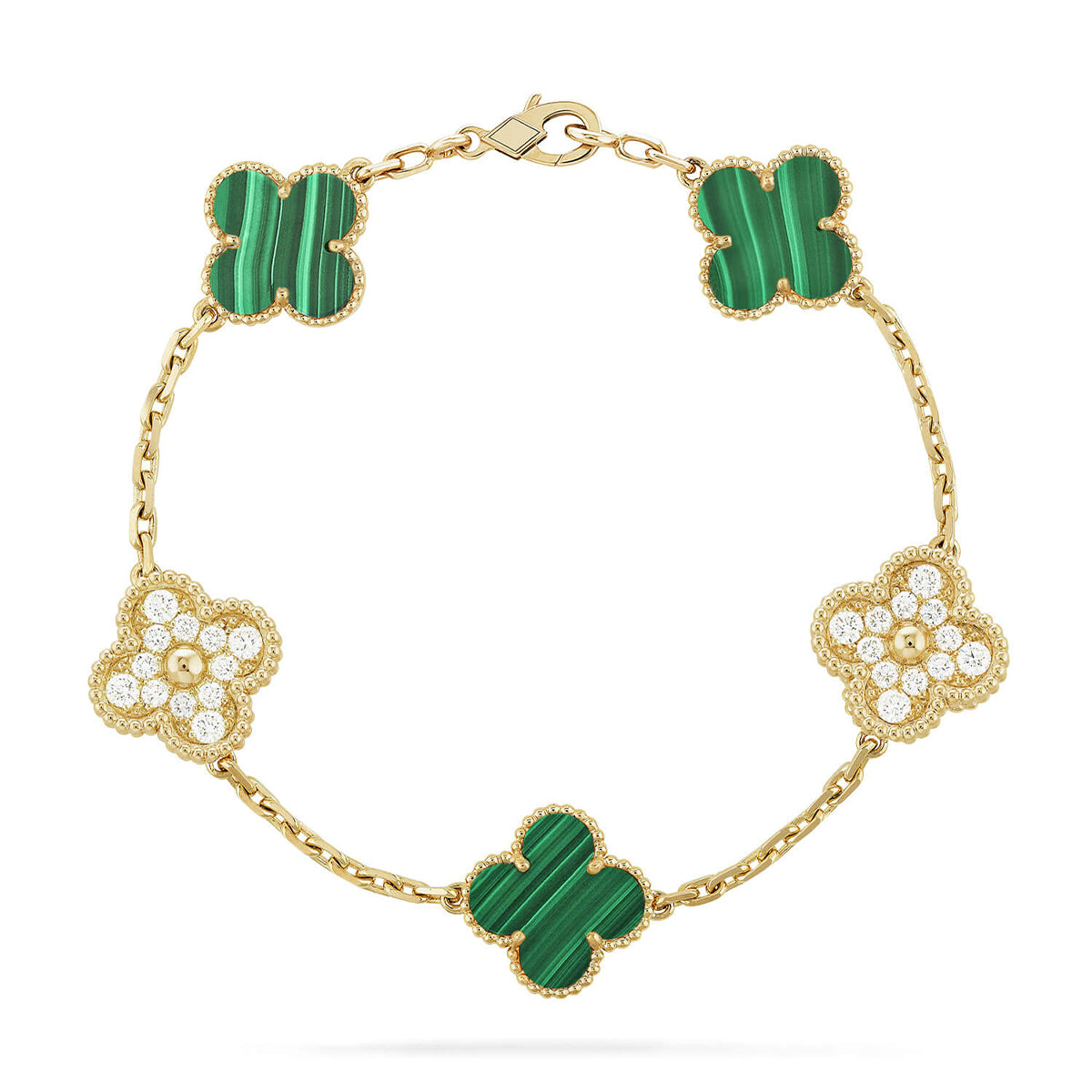 [Demi jewelry] CLOVER 5 MOTIF MALACHITE BRACELET COLLECTION-new