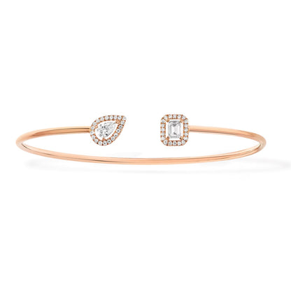 [Mystic ]JONC FLEX MY TWIN TOI & MOI SILVER DIAMOND BRACELET