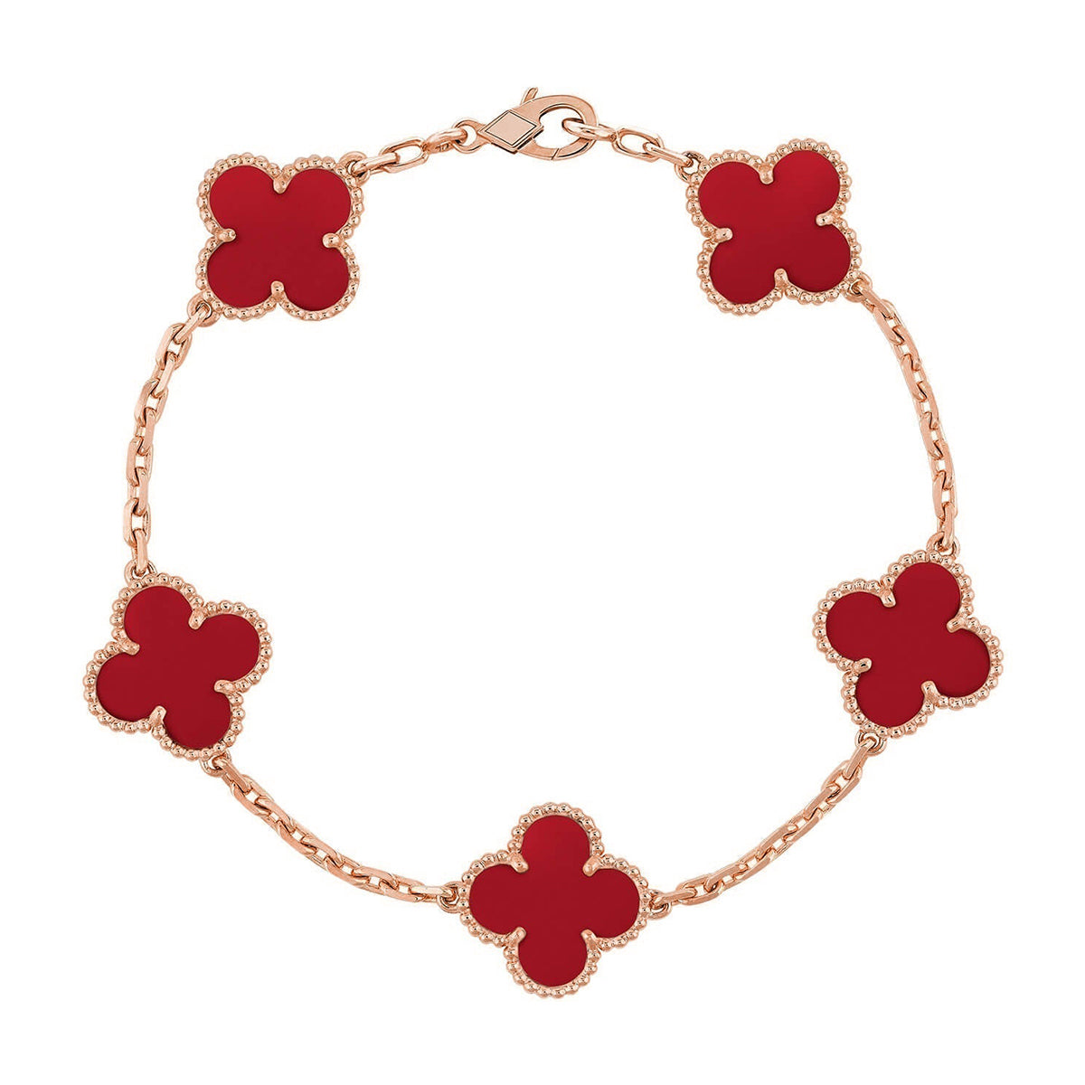 [Demi jewelry] CLOVER 5 MOTIF RED CORNELIAN BRACELET COLLECTION