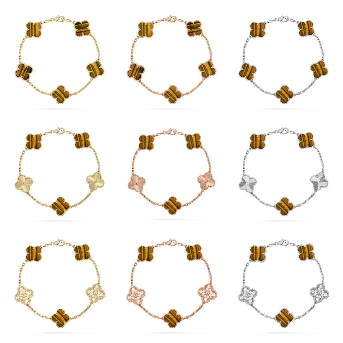 [Demi jewelry] CLOVER 5 MOTIF MALACHITE BRACELET COLLECTION-new