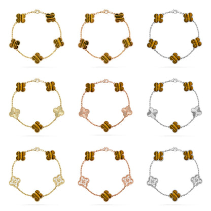[Mystic] CLOVER 5 MOTIFS TIGER EYE BRACELET COLLECTION