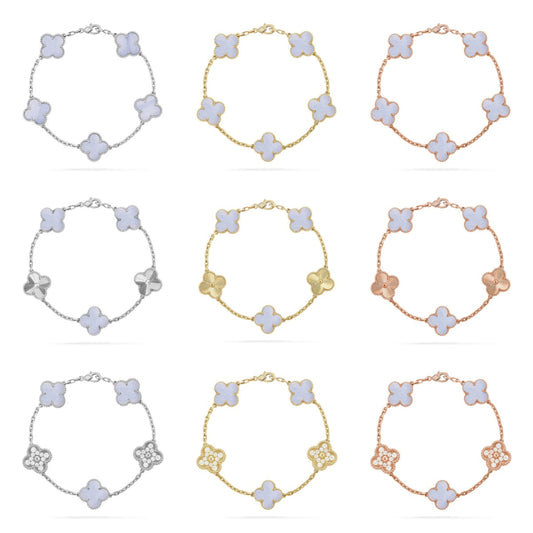 [Mystic] CLOVER 5 MOTIF PURPLE CHALCEDONY BRACELET COLLECTION