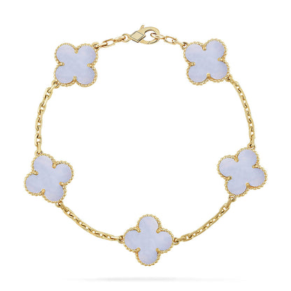 [Mystic] CLOVER 5 MOTIF PURPLE CHALCEDONY BRACELET COLLECTION