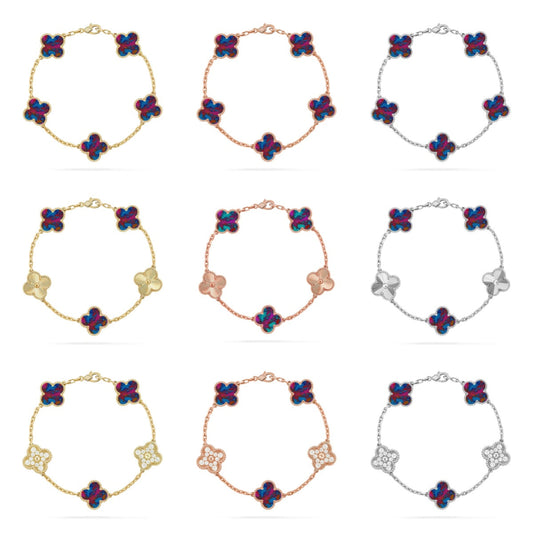 [Mystic]CLOVER 5 MOTIF COLOR GEMSTONES BRACELET COLLECTION