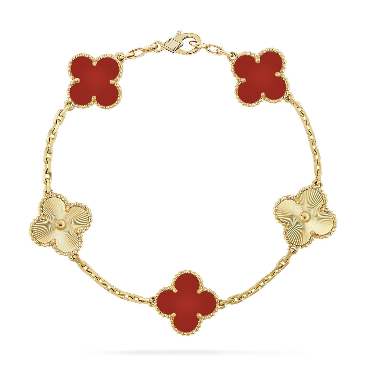 [Demi jewelry] CLOVER 5 MOTIF RED CORNELIAN BRACELET COLLECTION