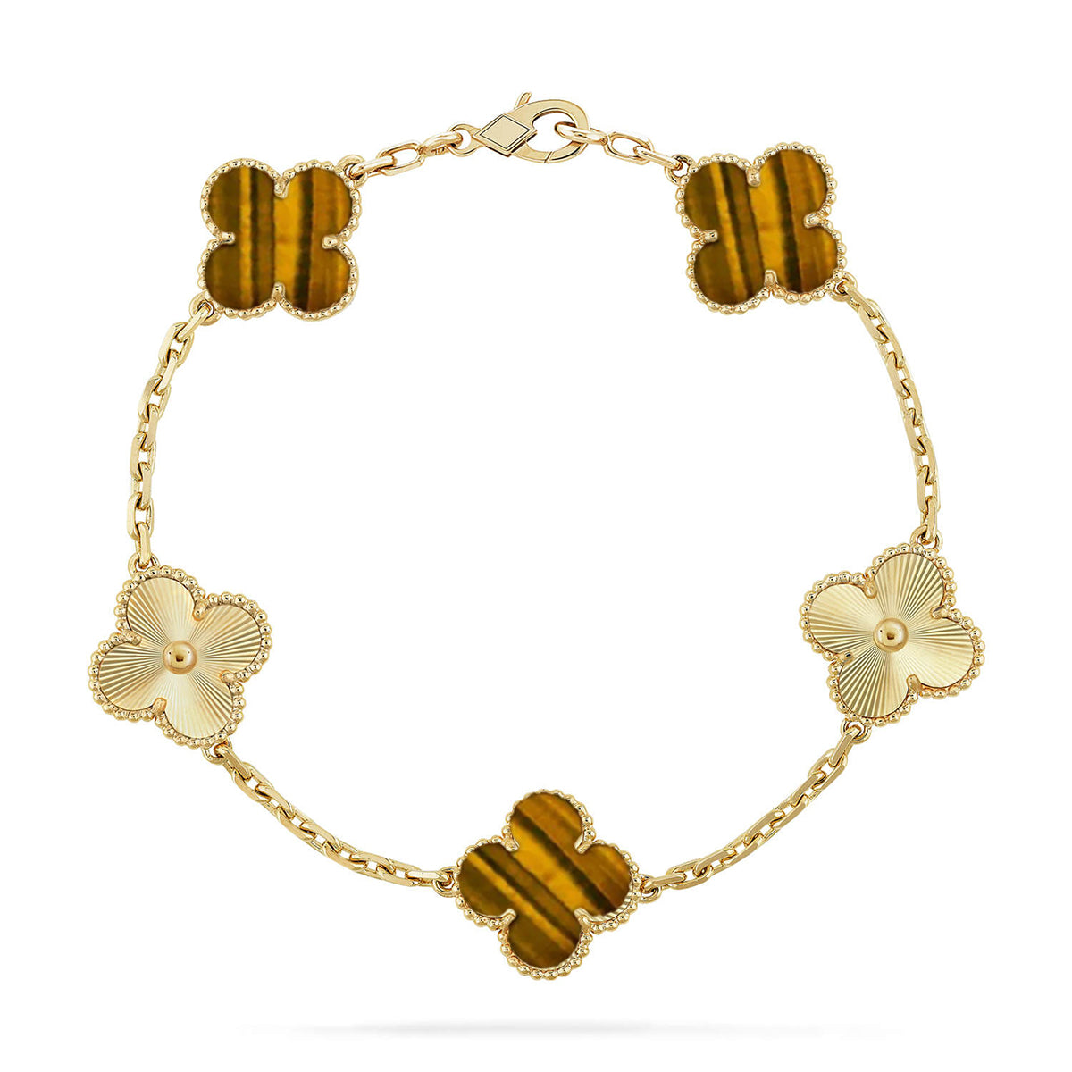 [Demi jewelry] CLOVER 5 MOTIFS TIGER EYE BRACELET COLLECTION