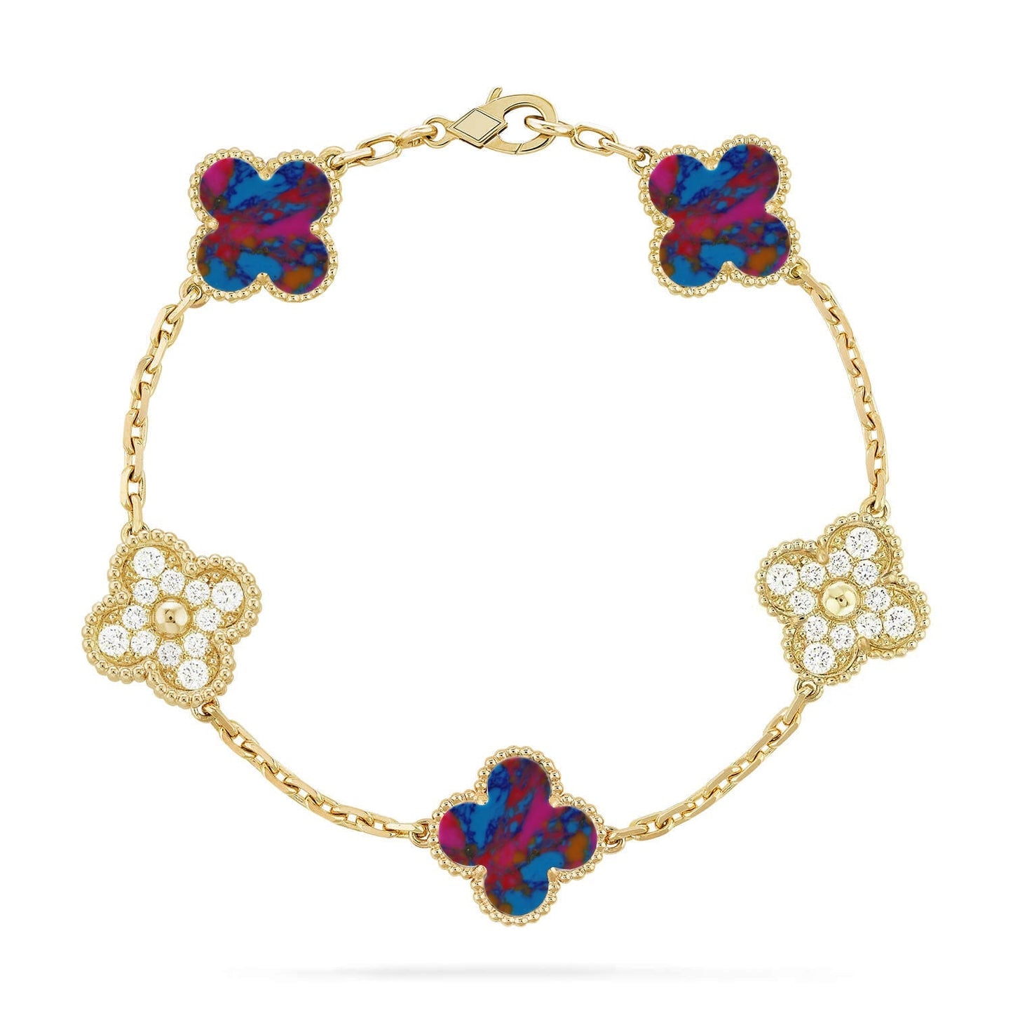 [Mystic]CLOVER 5 MOTIF COLOR GEMSTONES BRACELET COLLECTION
