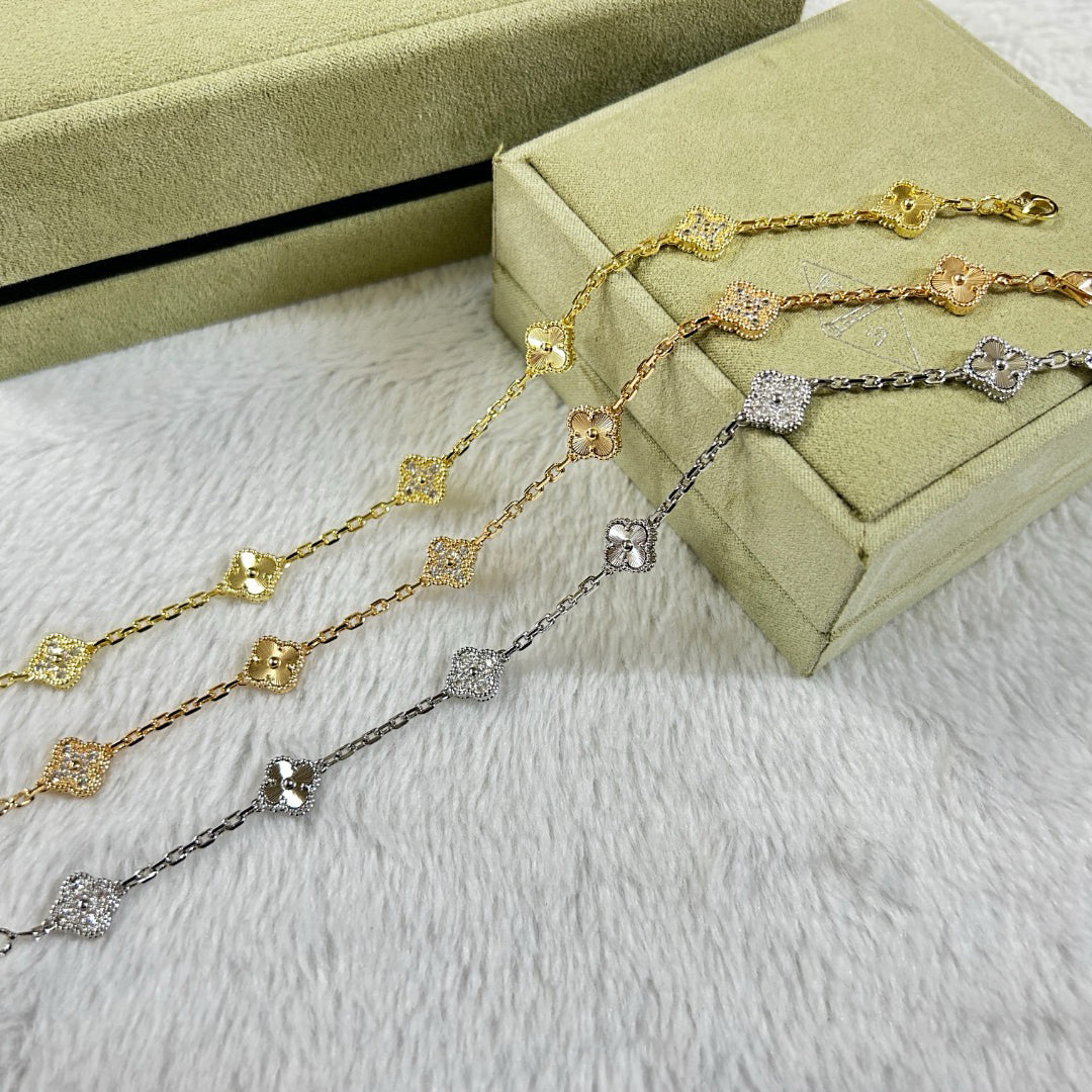[Mystic]CLOVER 6 MOTIF DIAMOND LASER BRACELET-w