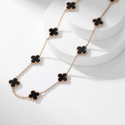 [Mystic]CLOVER 10 MOTIFS ONYX NECKLACE