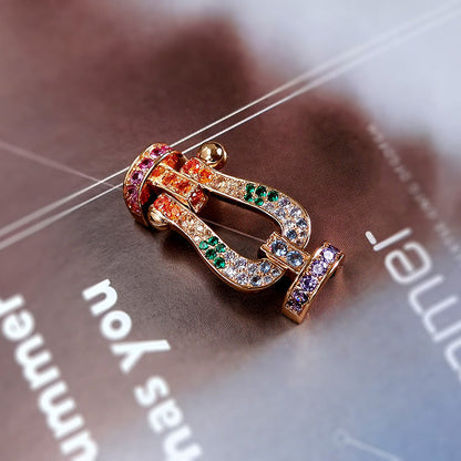 [Mystic]FORC LARGE HORSESHOE  COLORED DIAMOND BRACELET SILVER
