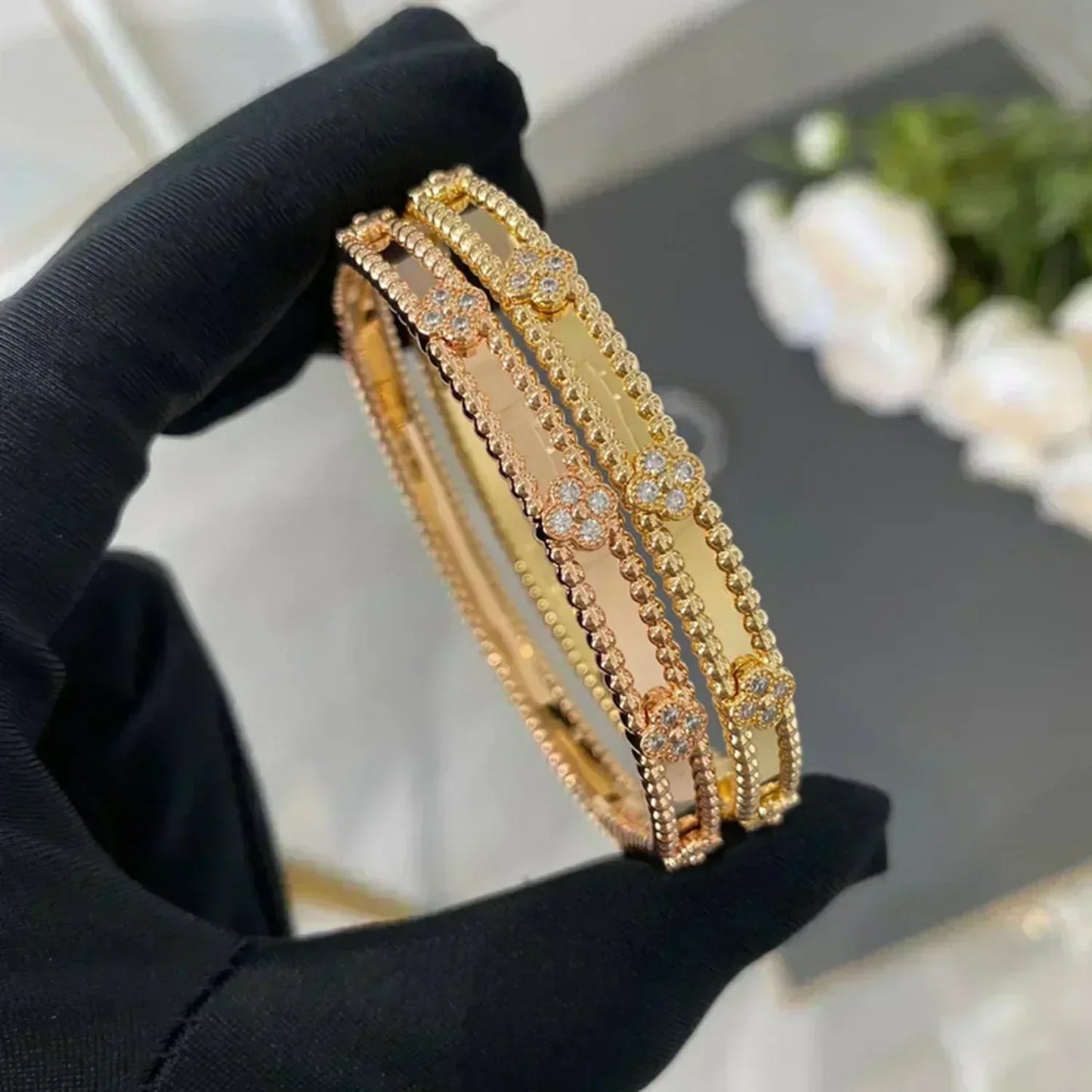 [Mystic]CLOVER BRACELET 4MM DIAMONDS