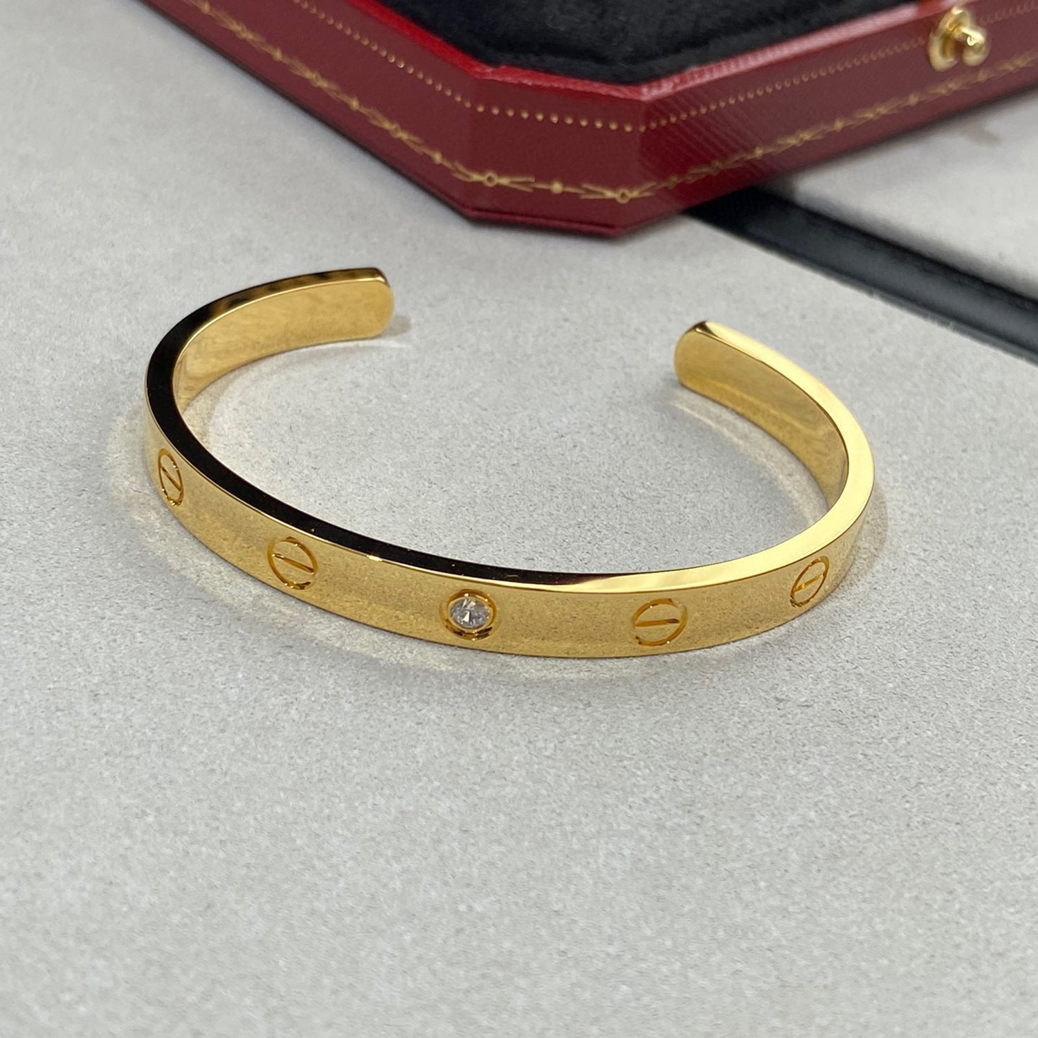 [Demi jewelry]LOVE BRACELET 6.1MM 1 DIAMOND OPEN CUFF
