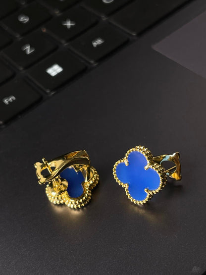 [Mystic] CLOVER LARGE (20mm) 1 MOTIFS BLUE MOP STUD EARRINGS