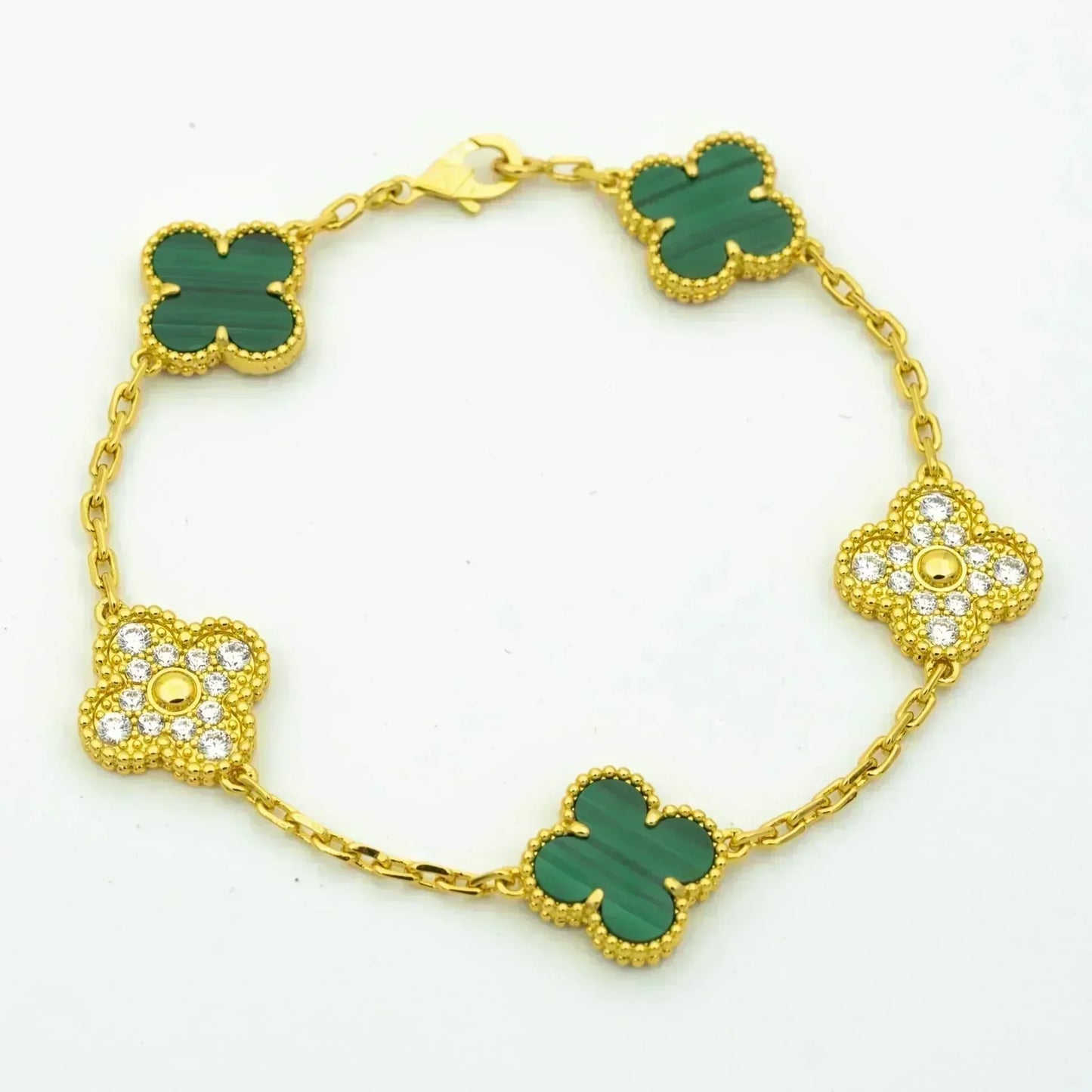 [Mystic] CLOVER 5 MOTIF MALACHITE BRACELET COLLECTION