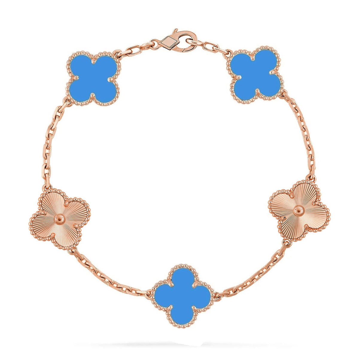 [Mystic] CLOVER 5 MOTIF BLUE AGATE BRACELET COLLECTION