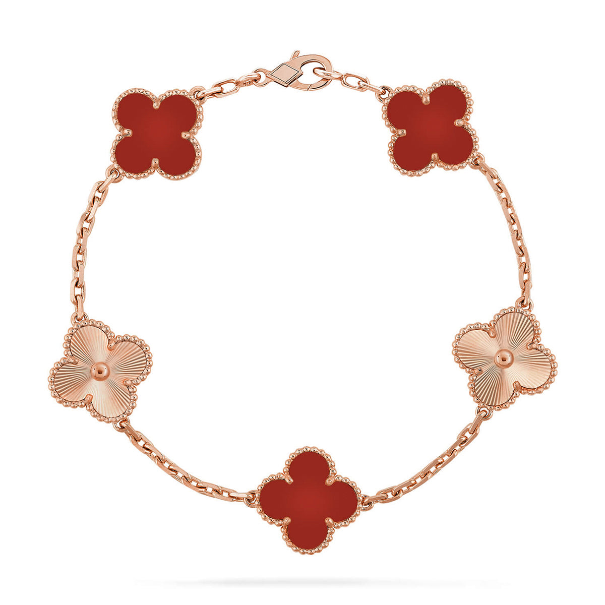 [Demi jewelry] CLOVER 5 MOTIF RED CORNELIAN BRACELET COLLECTION-new