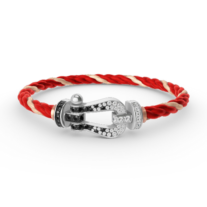 [Mystic]FORCE LARGE HORSESHOE BLACK WHITE DIAMOND BRACELET SILVER