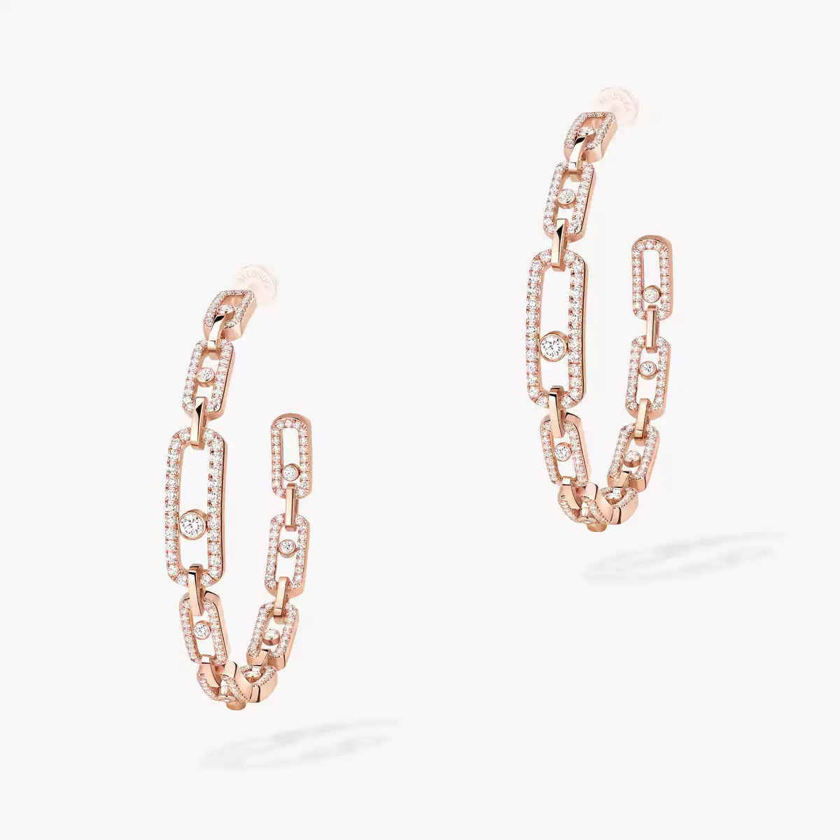 [[Mystic ]Move Link Diamond Hoop Earrings