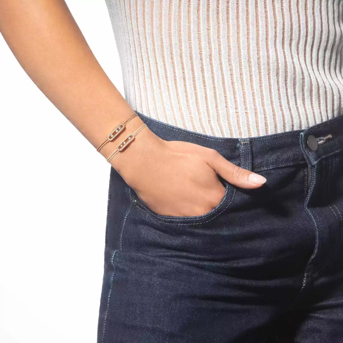 [Mystic ]MK Care(s) pink cord pavé bracelet