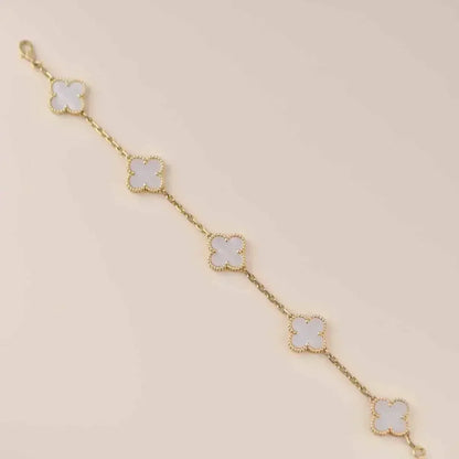 [Mystic]CLOVER WHITE PEARL MOP 5 MOTIF BRACELET COLLECTION