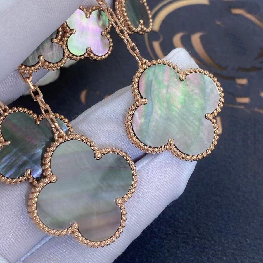 [Mystic]CLOVER EARRINGS DARK MOP 4 MOTIFS ROSE GOLD